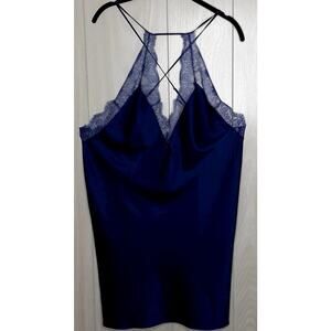 Victoria's Secret Blue Chemise Size XL Adjustable Straps Lace & Satin